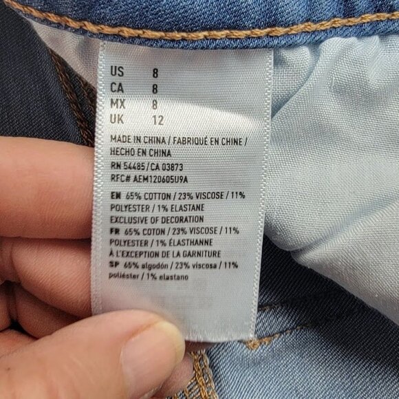 American Eagle Outfitters Blue Distressed Midi Denim Jean Shorts Size 8 Womens C - Picture 4 of 10